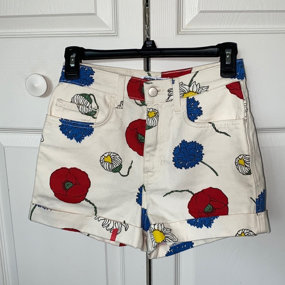 Rare American Apparel Floral Denim Shorts
